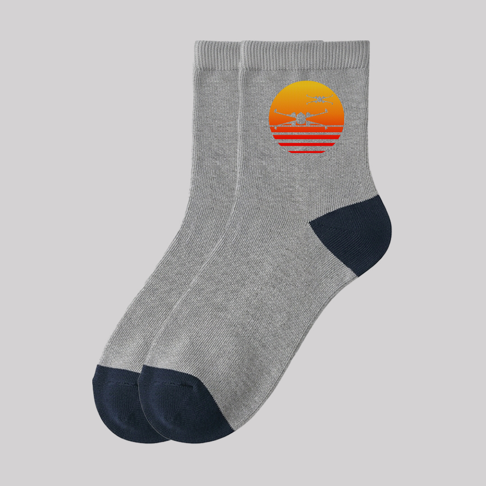Sunset Wing Starfighter Geek Cotton Daily Socks