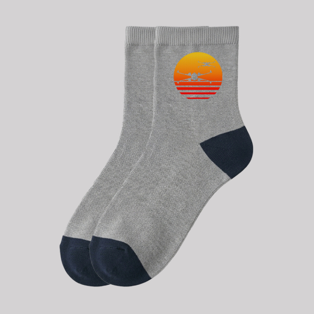 Sunset Wing Starfighter Geek Cotton Daily Socks
