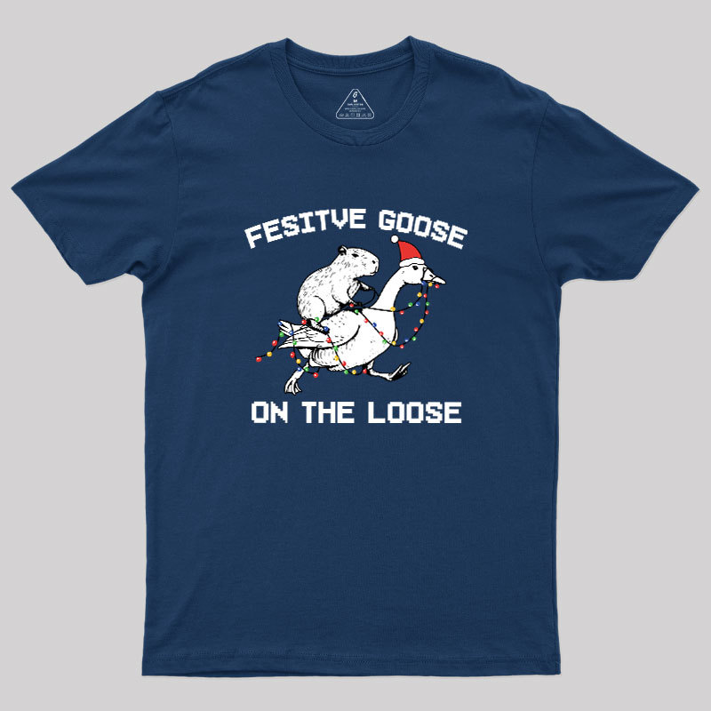 Festive Goose On The Loose Geek T-Shirt