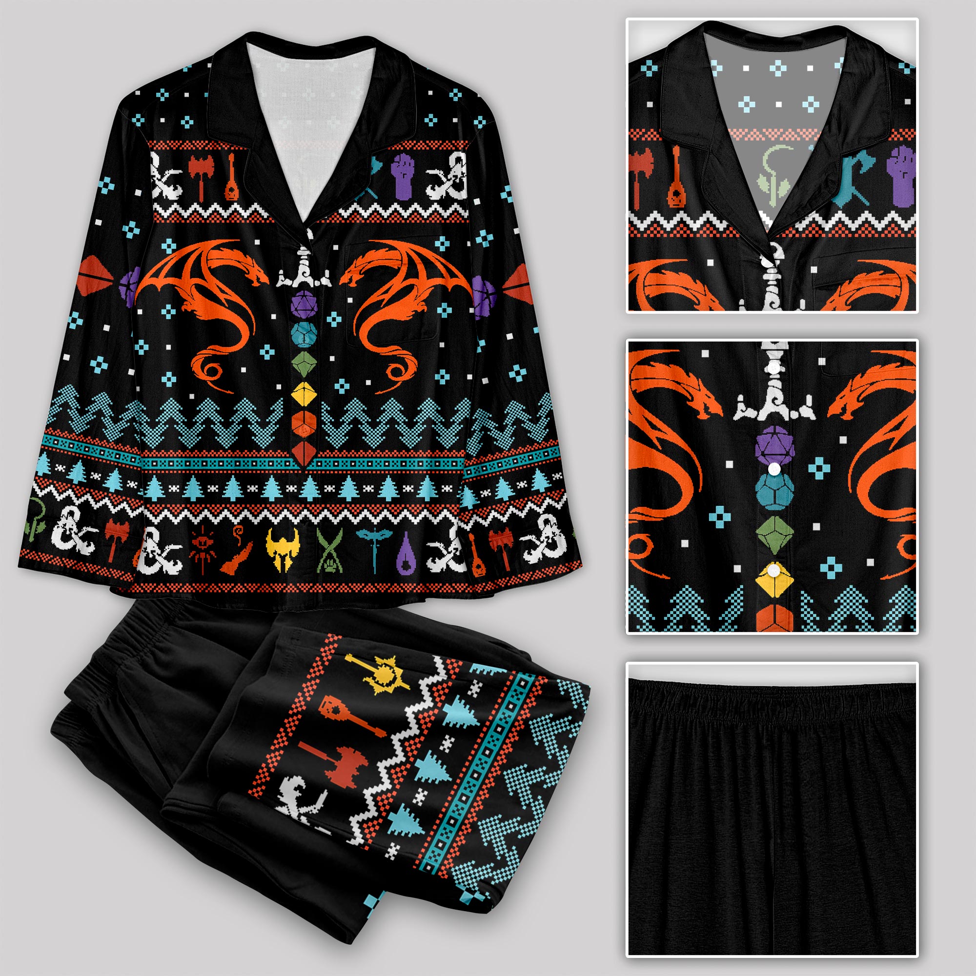 DND Dragon Dice Weapon Geek Pajama Sets