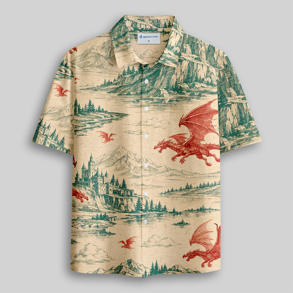 Dragons Above the Pines Button Up Pocket Shirt