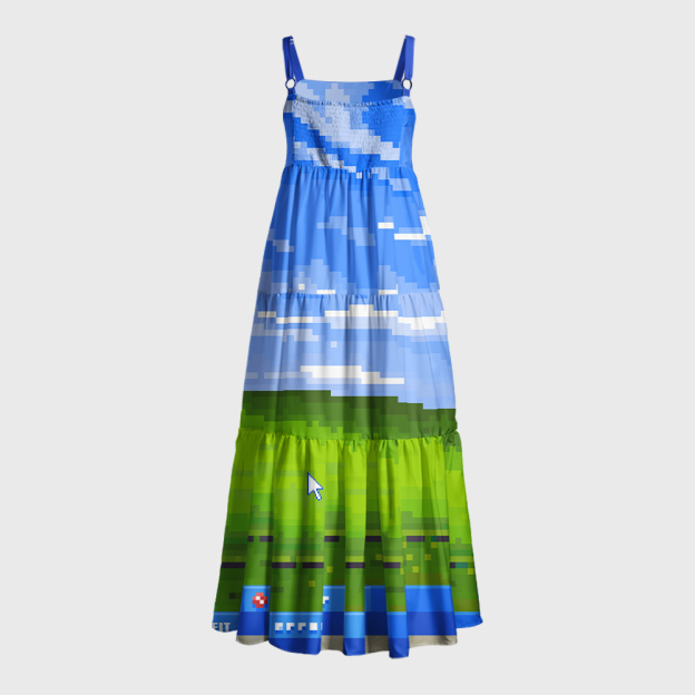 Win XP Wallpaper Pixel Geek Tiered Cami Maxi Dress