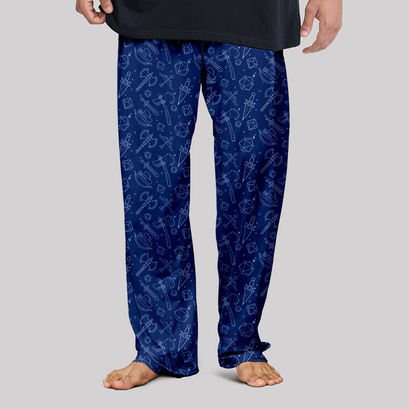 D&D Medieval Weapons Blue Geek Loungewear Pants