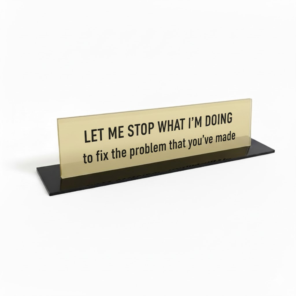 Let Me Stop What I'm Doing Geek Office Desk Plate