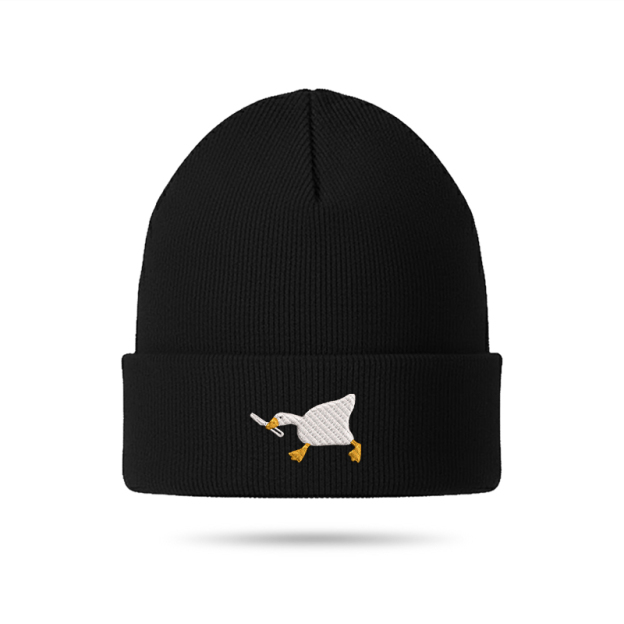 Knife Goose Geek Embroidered Beanie