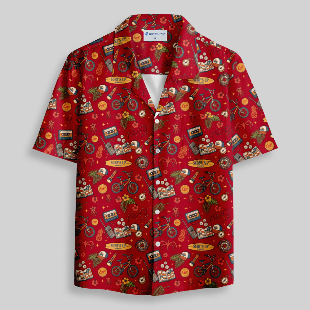 80s Mystery Squad Retro Icons Button Up Pocket Shirt