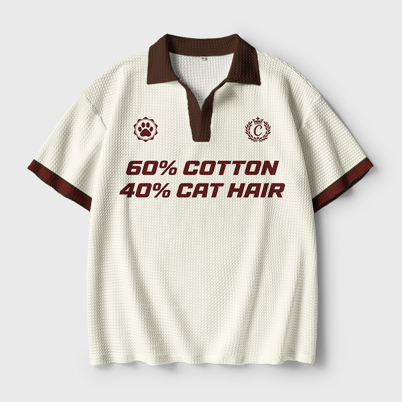 60 Percent Cotton 40 Percent Cat Hair Geek Crochet Polo Shirt