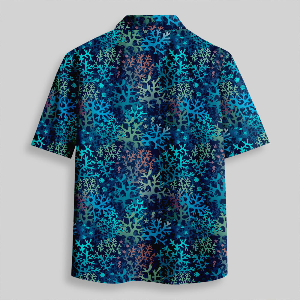Tropical Coral Reef Button Up Pocket Shirt