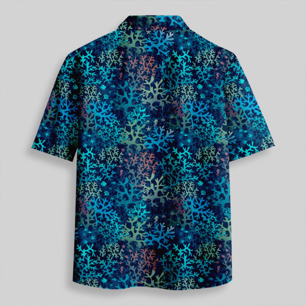 Tropical Coral Reef Button Up Pocket Shirt