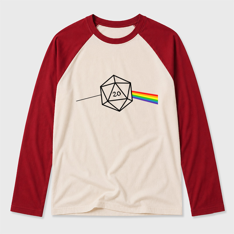 Dungeons And Dragons D20 Win Geek Retro Raglan Long-Sleeve Tee