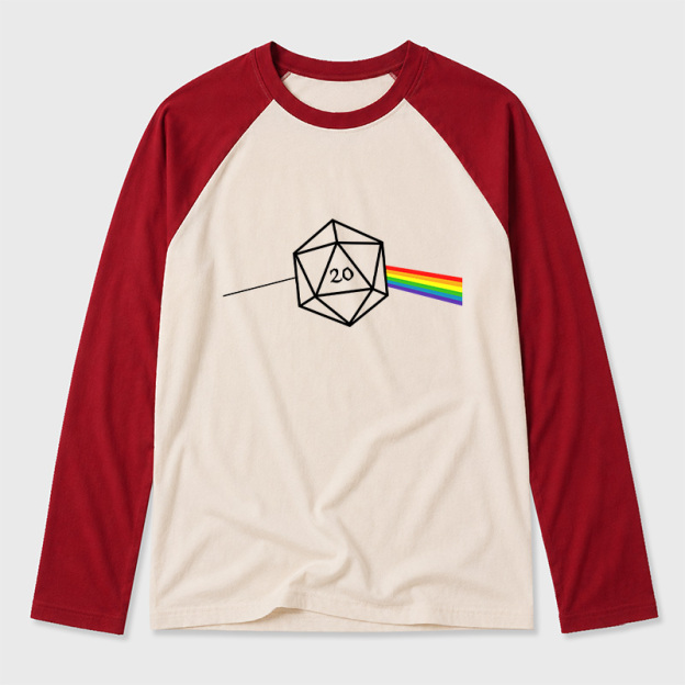 Dungeons And Dragons D20 Win Geek Retro Raglan Long-Sleeve Tee