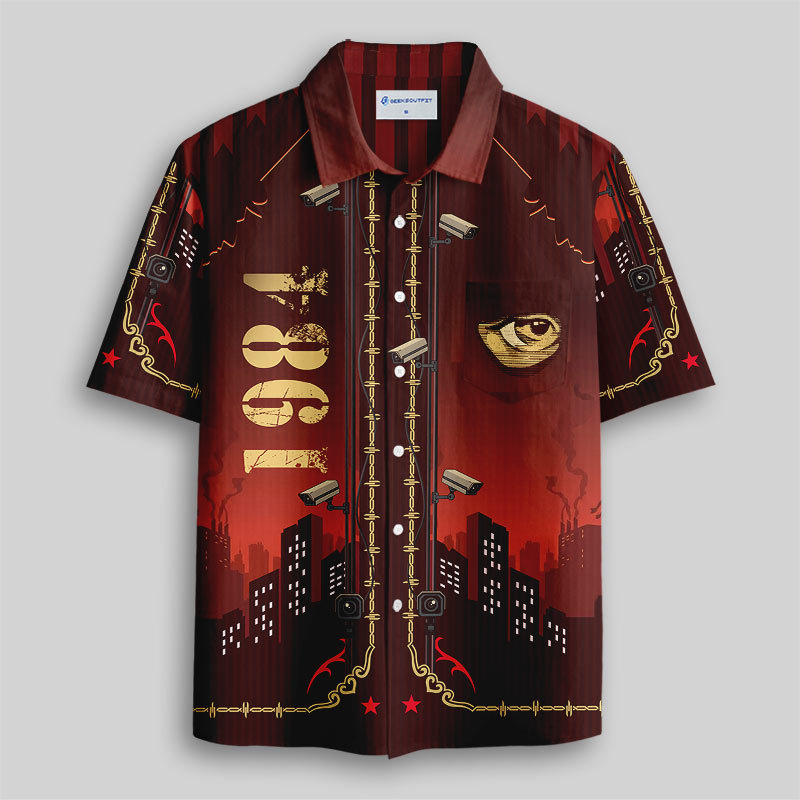 Geeksoutfit Eyes Of 1984 Button Up Pocket Shirt for Sale