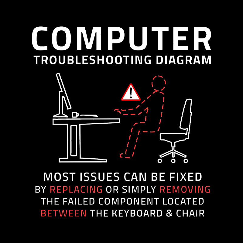 Computer Troubleshooting Diagram Geek T-Shirt