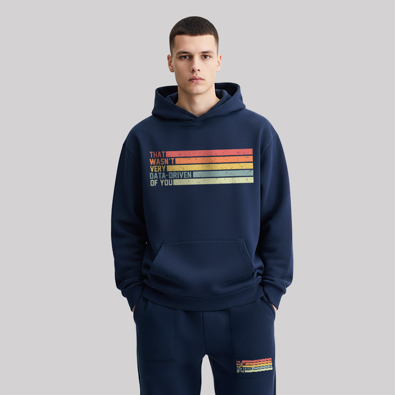 Data-Driven Front and Back Printed Geek Fleece Hoodie Set