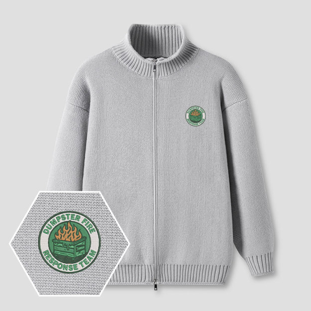 Dumpster Fire Response Team Embroidered Full‑Zip Cardigan
