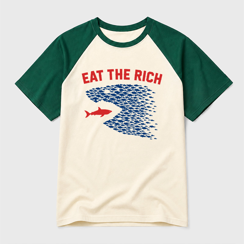 Eat the Rich Fish Wave Geek Retro Raglan T-Shirt