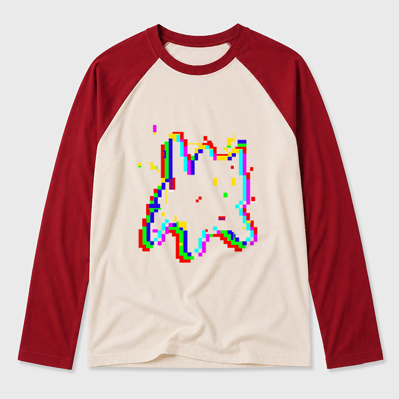 8 Glitch Geek Retro Raglan Long-Sleeve Tee