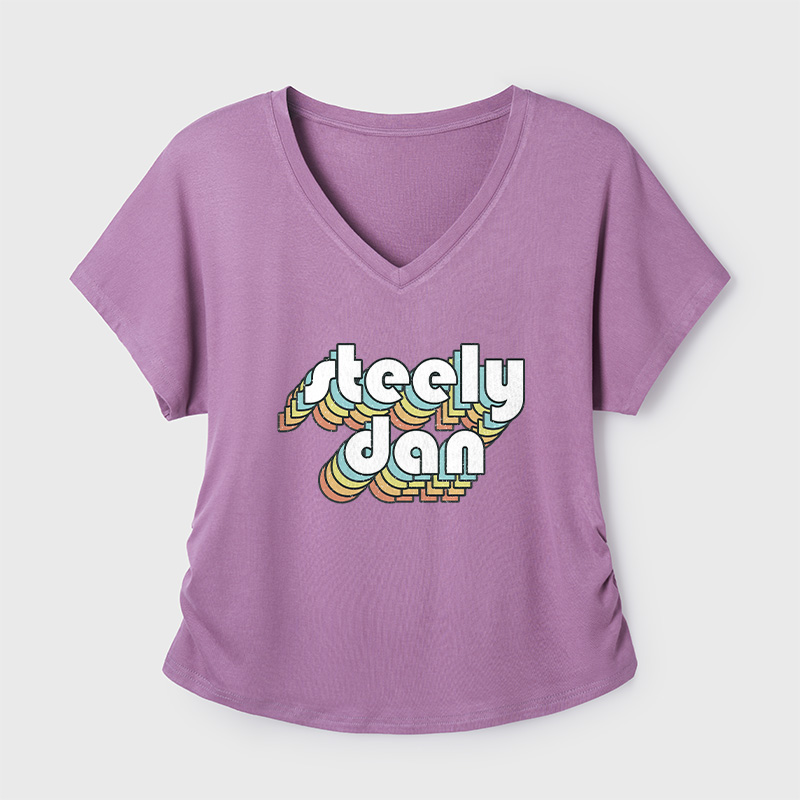 Steely Dan Retro Faded-Style Geek Dolman Sleeve V-Neck Shirt
