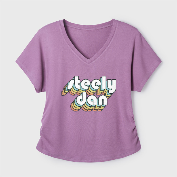 Steely Dan Retro Faded-Style Geek Dolman Sleeve V-Neck Shirt
