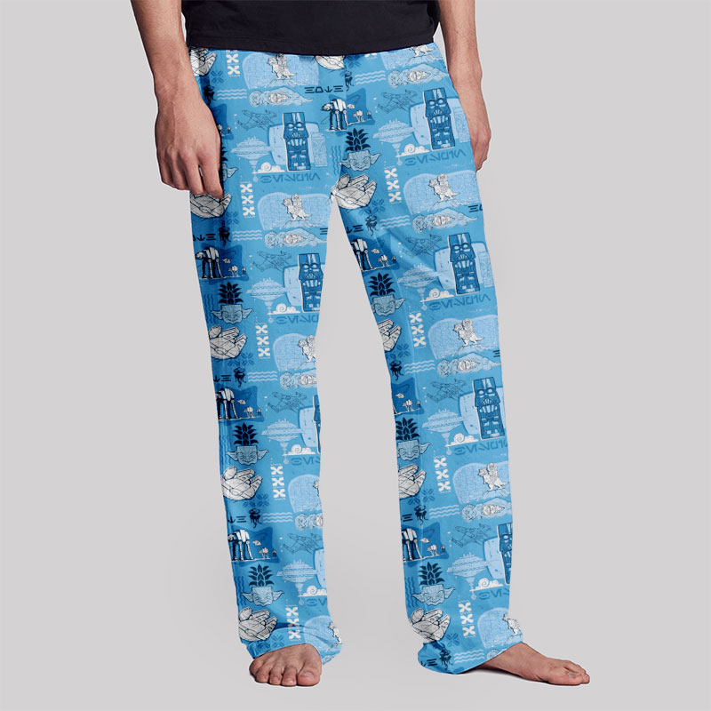 Hawaiian Traditional Tiki Blue Geek Loungewear Pants