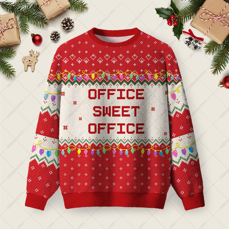 Geeksoutfit Office Sweet Office Ugly Christmas Fuzzy Fleece Sweatshirt for Sale