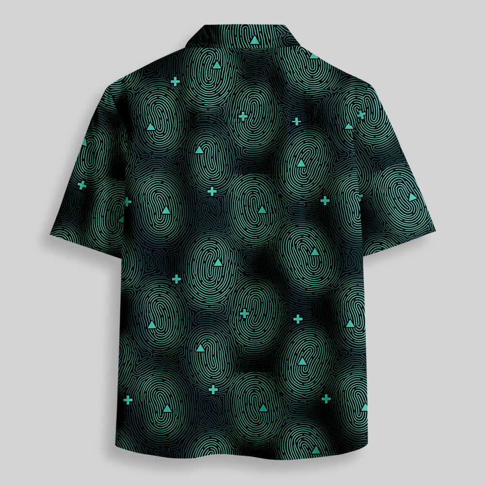 Fingerprint Contours Button Up Pocket Shirt