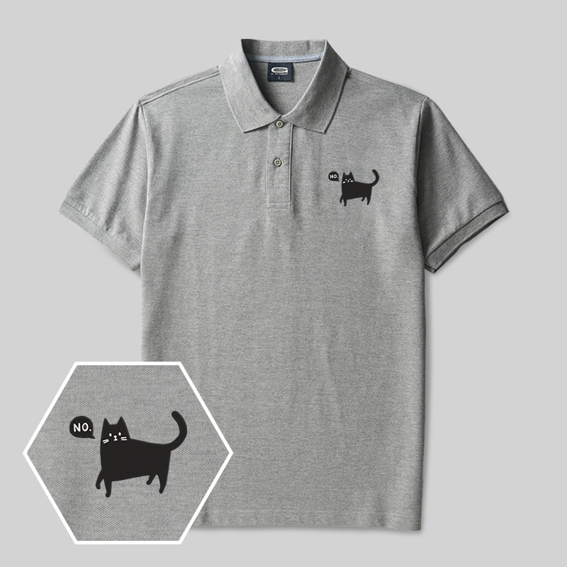 No Cat Geek Embroidered Polo Shirts