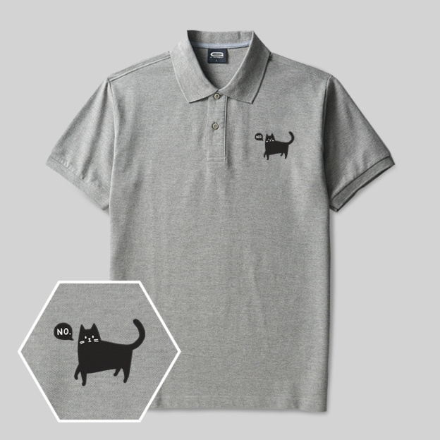 No Cat Geek Embroidered Polo Shirts