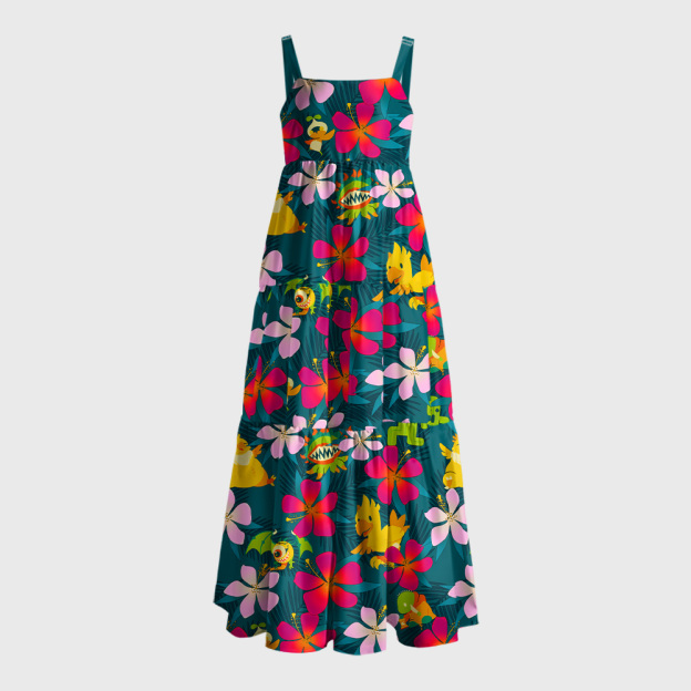 Summoned Beast Hawaii Geek Tiered Cami Maxi Dress