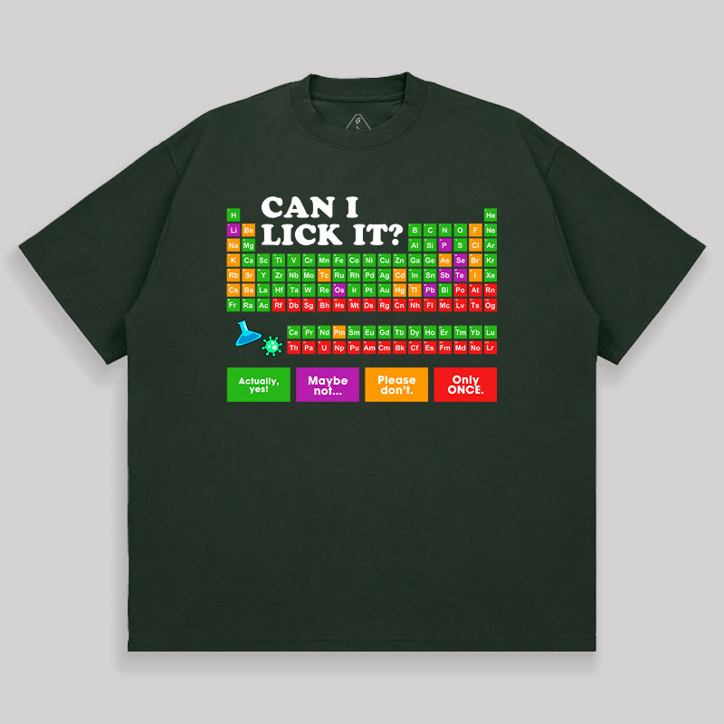 Can I Lick It Periodic Table Unisex Oversized T-shirt