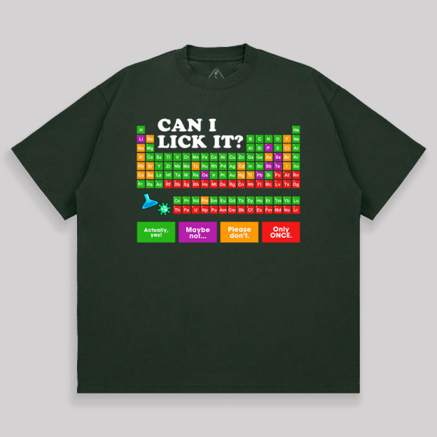 Can I Lick It Periodic Table Unisex Oversized T-shirt