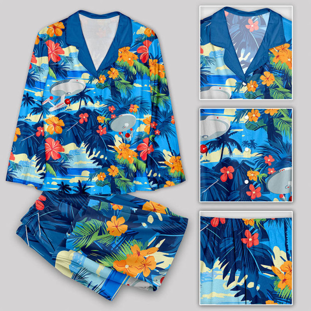 Scifi Spacecraft Hawaii Pajama Sets