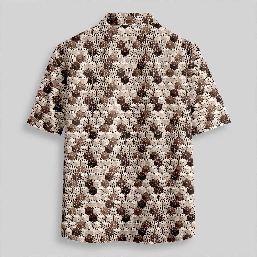 Board Game Dice Button Up Pocket Shirt