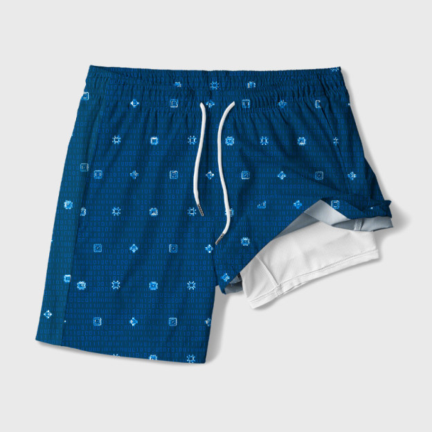 Code Circuit Geek Hawaiian Swim Trunks