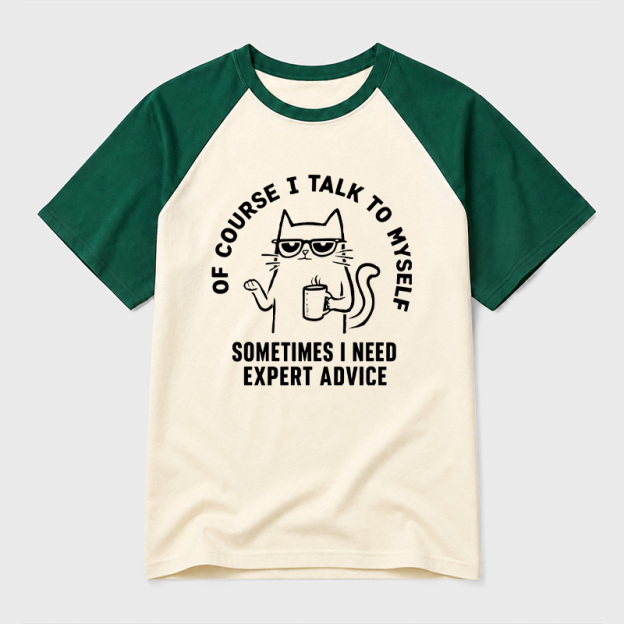 Talk To Myself Cat Geek Retro Raglan T-Shirt
