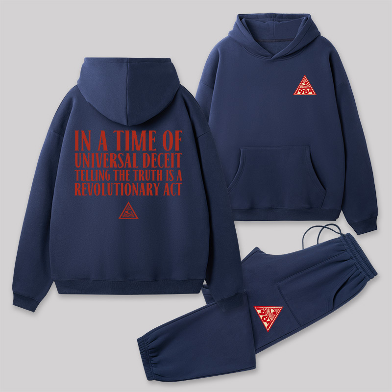 A Revolutionary Act Front and Back Printed Geek Fleece Hoodie Set