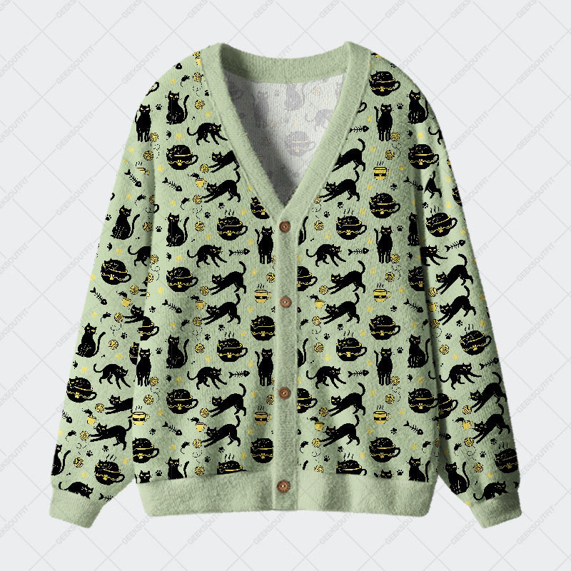 Geeksoutfit Midnight Cat Whispers Geek Ugly Cardigan Sweaters for Sale
