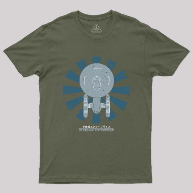 Starship Enterprise Retro Japanese Star Trek Geek T-Shirt