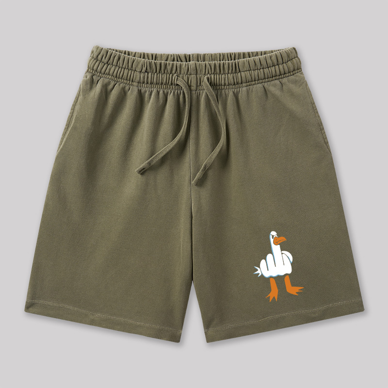 Rude Seagull Design Funny Geeky Washed Shorts