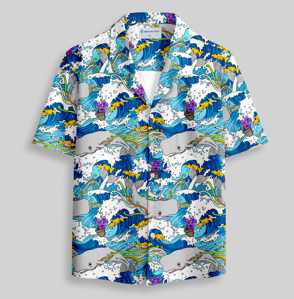 Answer to Everything Waves Button Up Pocket Shirt