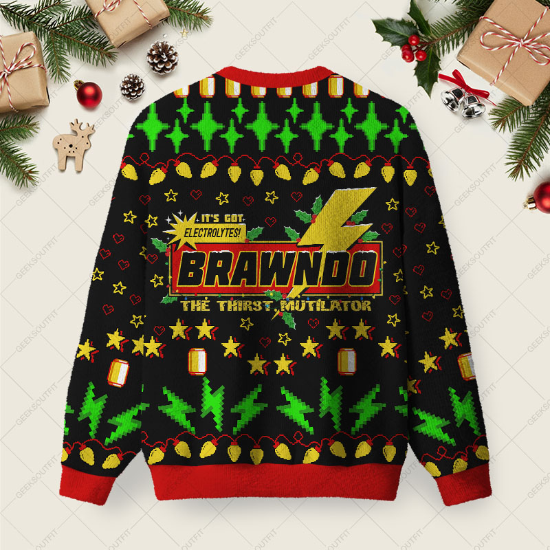 Brawndo – The Thirst Mutilator Ugly Christmas Fuzzy Fleece Sweatshirt