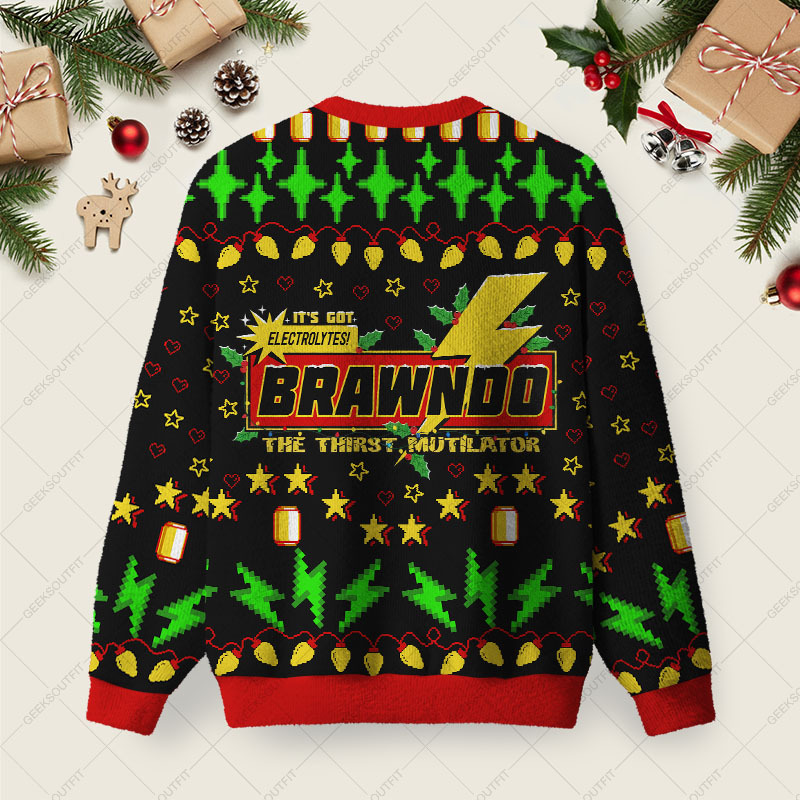 Brawndo – The Thirst Mutilator Ugly Christmas Fuzzy Fleece Sweatshirt