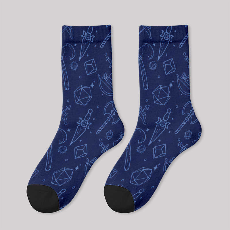 Scifi Medieval Weapons Blue Men's Socks