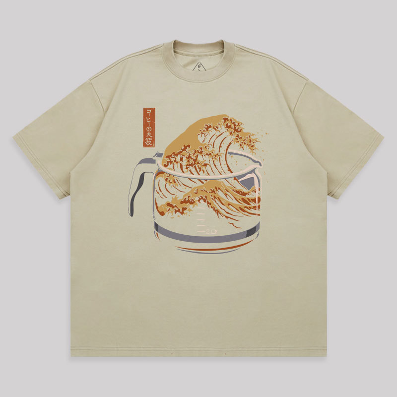 The Great Wave Of Coffee Unisex Oversized T-shirt