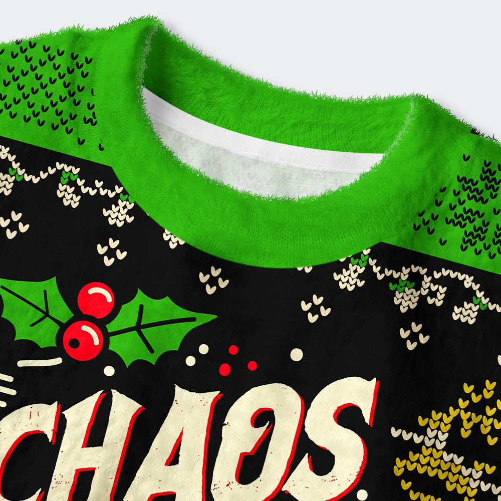 Holiday Chaos Coordinator Geek Women's Christmas Cropped Ugly Sweater