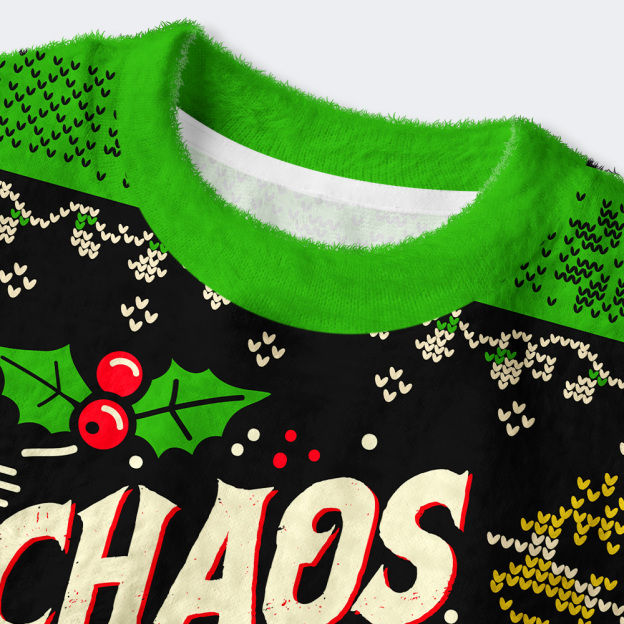 Holiday Chaos Coordinator Geek Women's Christmas Cropped Ugly Sweater