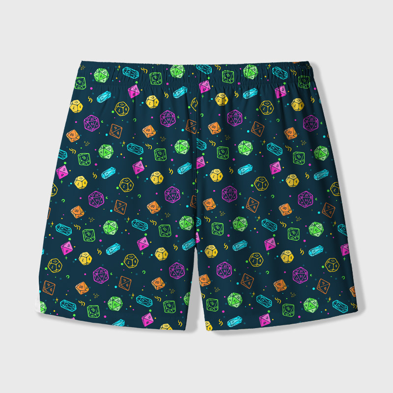 Colorful DND Dice RPG Geek Hawaiian Swim Trunks