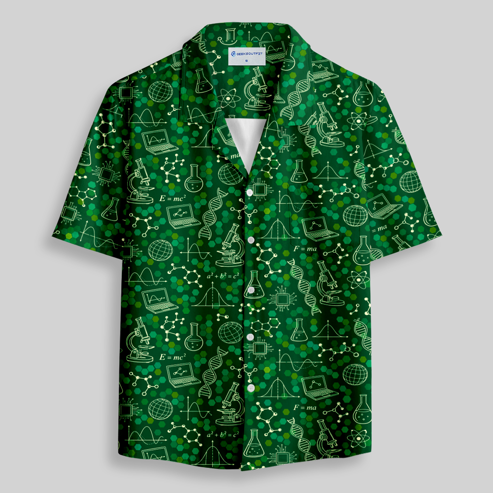 Green STEM Equation Series Button Up Pocket Shirt