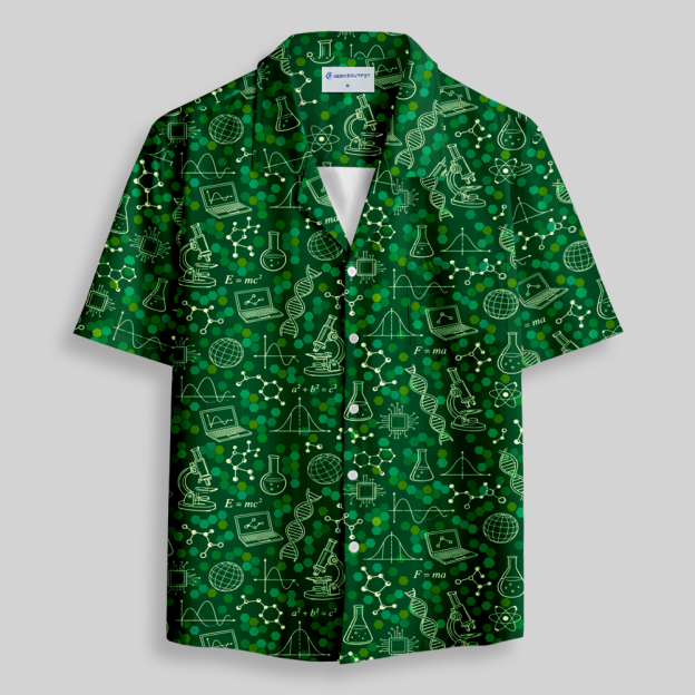Green STEM Equation Series Button Up Pocket Shirt