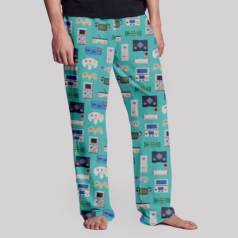 Gamer Game Controllers Green Geek Loungewear Pants